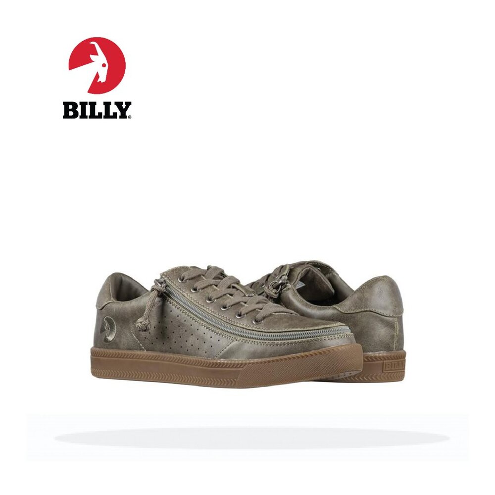 NEW Billy Footwear Mens Adaptive Low Top Zip Top Sneakers Olive Size 7.5 M BY579